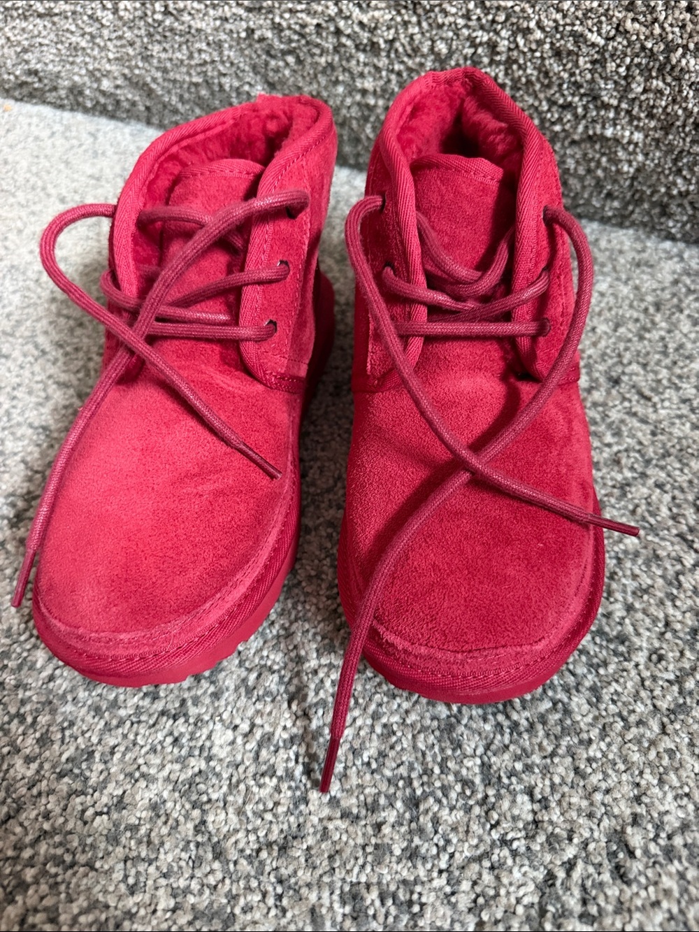 UGG Kids Red Suede Lace-Up Boots